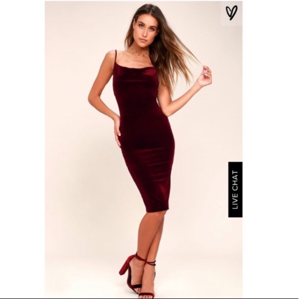 Burgundy Velvet Midi Dress from Lulus!